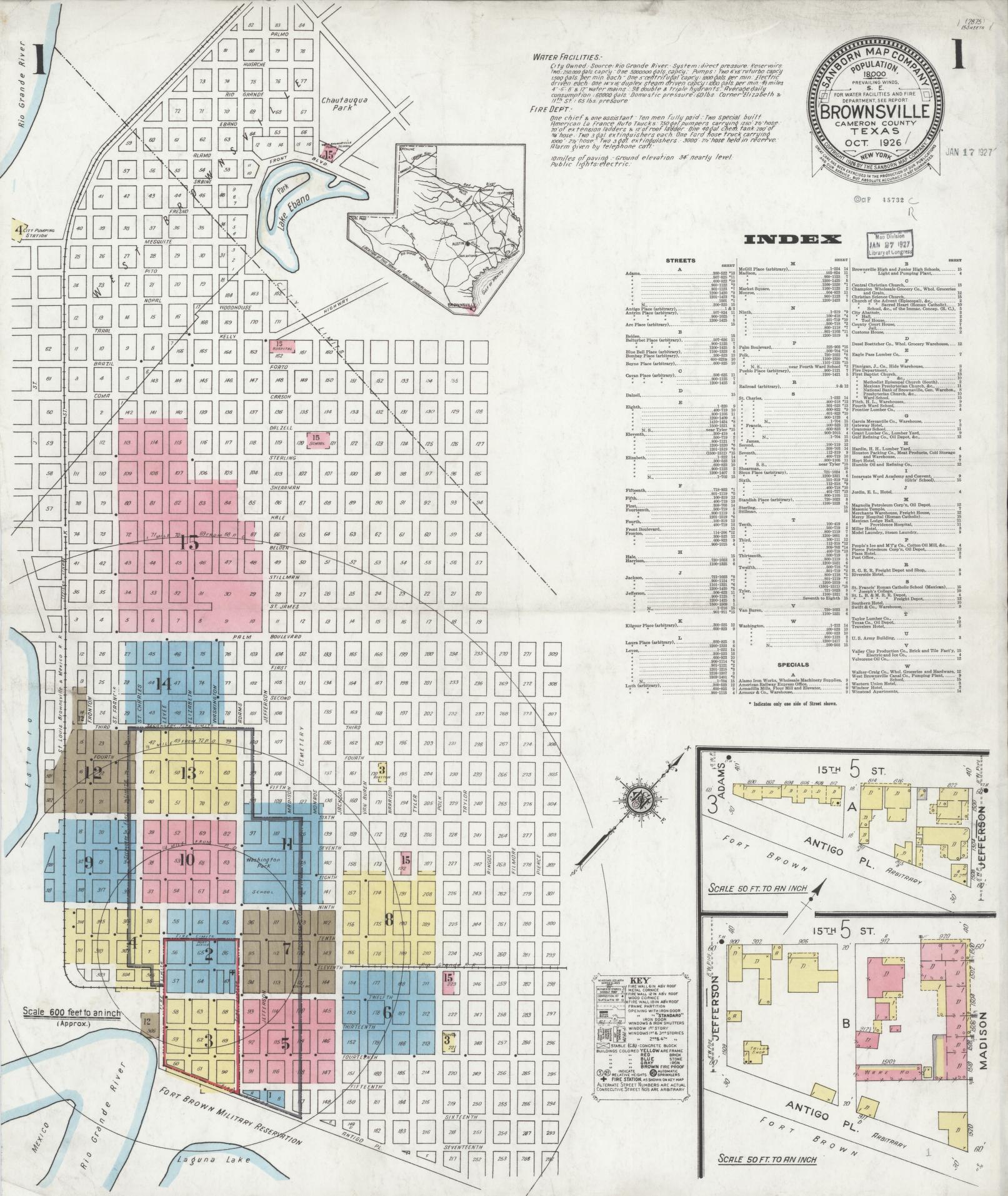 Sanborn Fire Insurance Map from Brownsville, Cameron County, Texas. (1926) – Historic Sanborn Fire Insurance Map Print