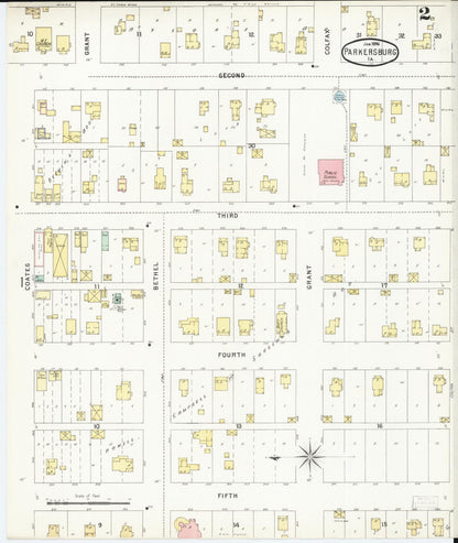 Sanborn Fire Insurance Map from Parkersburg, Butler County, Iowa (1896), Sheet #0002 - Historic Sanborn Fire Insurance Map Print, vintage old map wall art