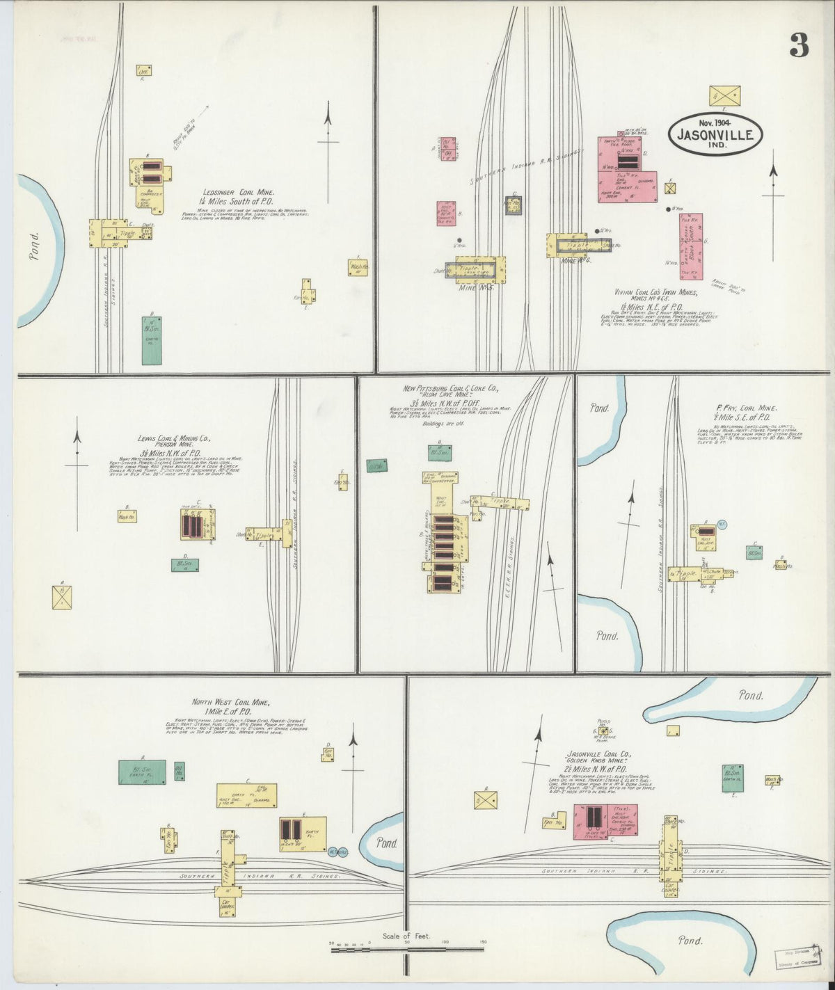 Sanborn Fire Insurance Map from Jasonville, Greene County, Indiana (1904), Sheet #0003 - Complete Map Set gallery image, historic Sanborn map, vintage wall art, Indiana Indiana
