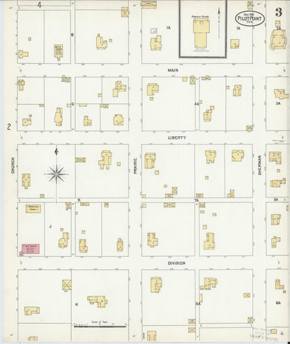 Sanborn Fire Insurance Map from Pilot Point, Denton County, Texas (1901), Sheet #0003 - Historic Sanborn Fire Insurance Map Print, vintage old map wall art, antique decor, genealogy gift, Texas Texas map