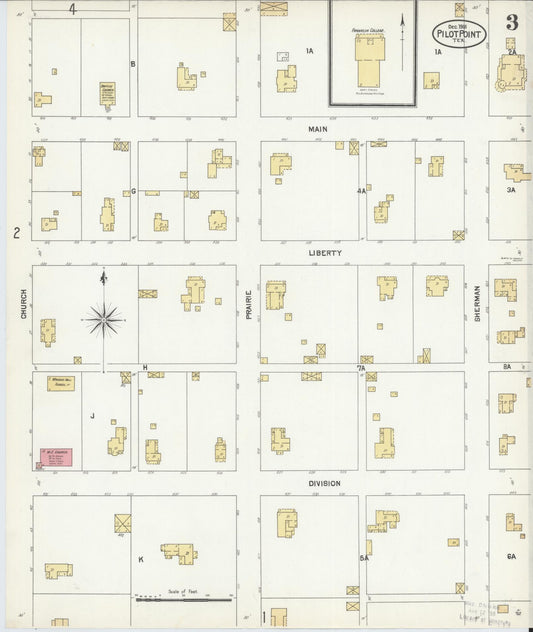 Sanborn Fire Insurance Map from Pilot Point, Denton County, Texas (1901), Sheet #0003 - Historic Sanborn Fire Insurance Map Print, vintage old map wall art, antique decor, genealogy gift, Texas Texas map