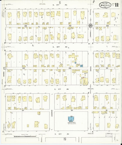 Sanborn Fire Insurance Map from Winfield, Cowley County, Kansas (1912), Sheet #0011 - Complete Map Set gallery image, historic Sanborn map, vintage wall art, Kansas Kansas