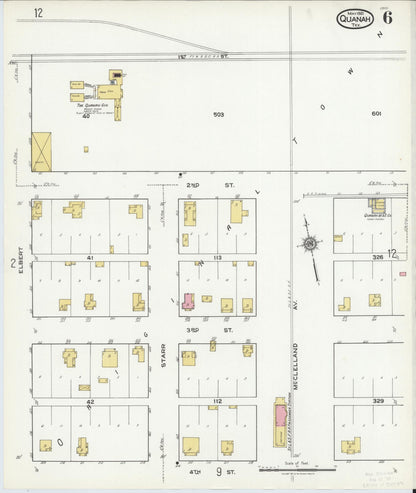 Sanborn Fire Insurance Map from Quanah, Hardeman County, Texas (1921), Sheet #0006 - Historic Sanborn Fire Insurance Map Print, vintage old map wall art, antique decor, genealogy gift, Texas Texas map