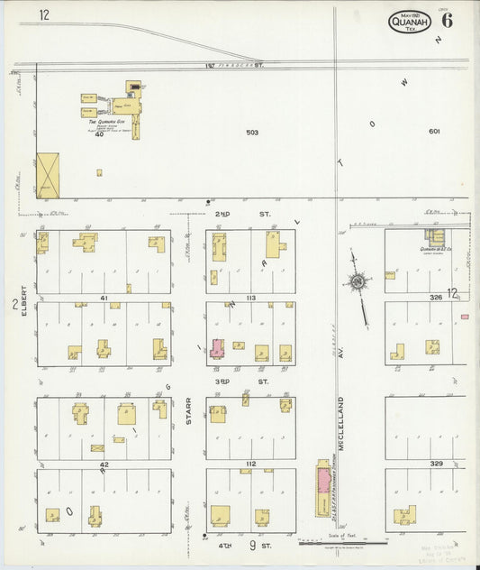 Sanborn Fire Insurance Map from Quanah, Hardeman County, Texas (1921), Sheet #0006 - Historic Sanborn Fire Insurance Map Print, vintage old map wall art, antique decor, genealogy gift, Texas Texas map