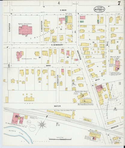 Sanborn Fire Insurance Map from Norwalk, Huron County, Ohio (1899), Sheet #0007 - Complete Map Set gallery image, historic Sanborn map, vintage wall art, Ohio Ohio