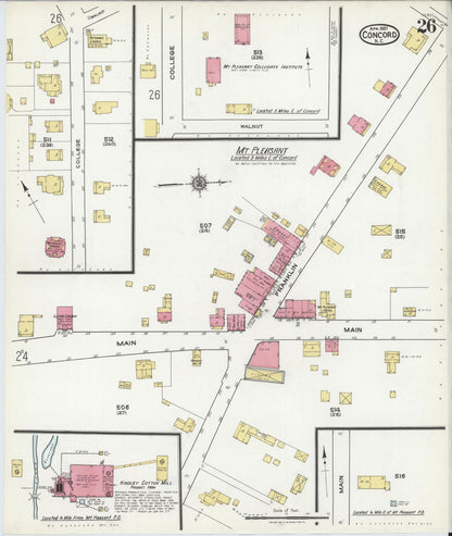 Sanborn Fire Insurance Map from Concord, Cabarrus County, North Carolina (1921), Sheet #0026 - Complete Map Set gallery image, historic Sanborn map, vintage wall art, North Carolina North Carolina