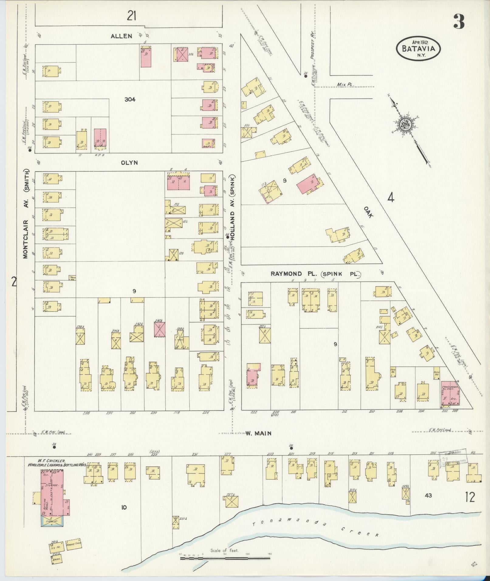 Sanborn Fire Insurance Map from Batavia, Genesee County, New York (1912), Sheet #0003 - Complete Map Set gallery image, historic Sanborn map, vintage wall art, New York New York