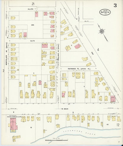 Sanborn Fire Insurance Map from Batavia, Genesee County, New York (1912), Sheet #0003 - Complete Map Set gallery image, historic Sanborn map, vintage wall art, New York New York
