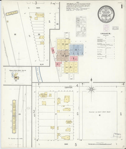 Sanborn Fire Insurance Map from Douglas, Converse County, Wyoming (1903), Sheet #0001 - Complete Map Set gallery image, historic Sanborn map, vintage wall art, Wyoming Wyoming