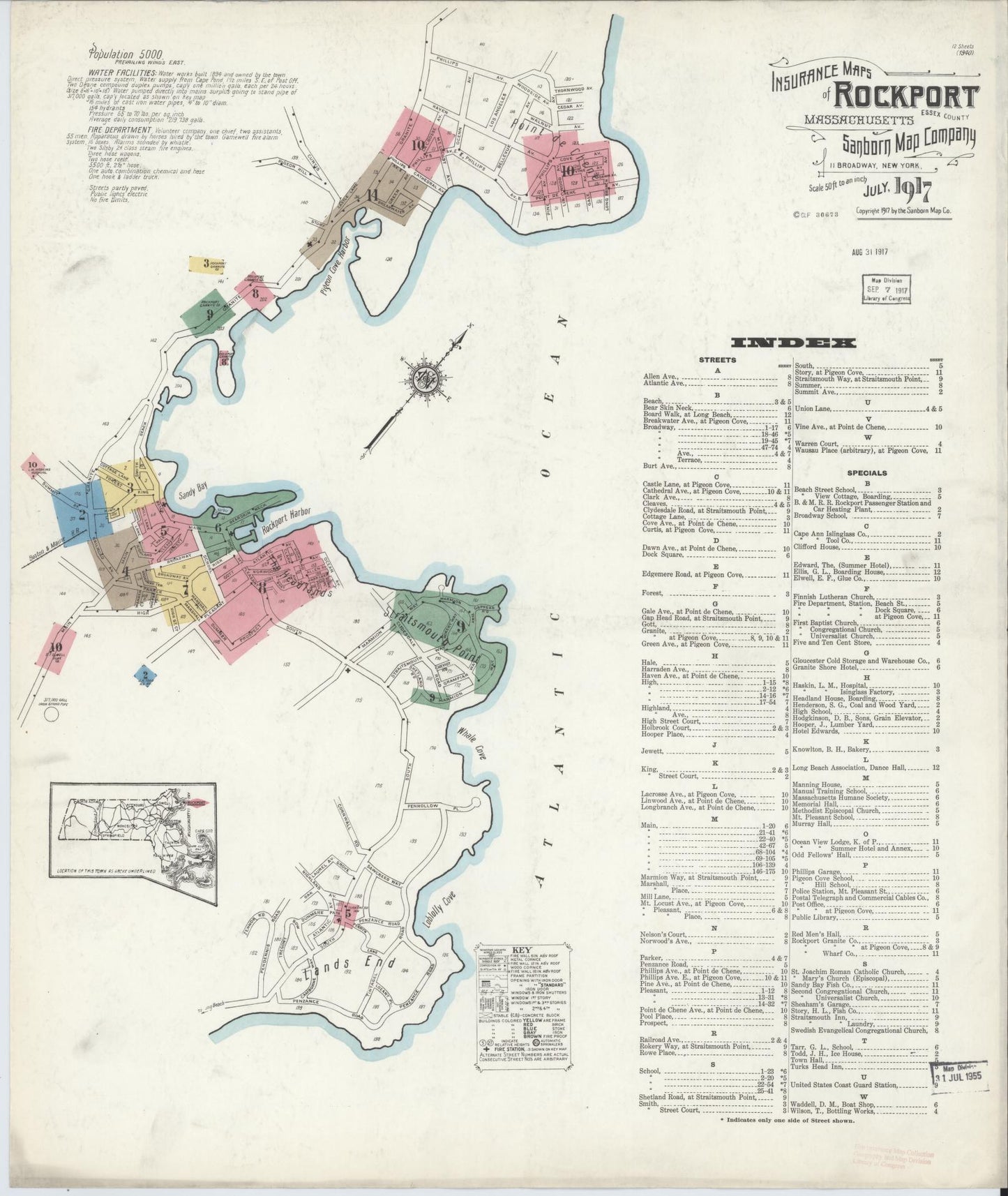 Sanborn Fire Insurance Map from Rockport, Essex County, Massachusetts. (1917) – Historic Sanborn Fire Insurance Map Print
