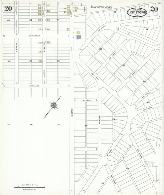 Sanborn Fire Insurance Map from Lewistown, Mifflin County, Pennsylvania (1923), Sheet #0020 - Historic Sanborn Fire Insurance Map Print, vintage old map wall art, antique decor, genealogy gift, Pennsylvania Pennsylvania map