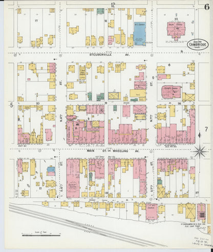 Sanborn Fire Insurance Map from Cambridge, Guernsey County, Ohio (1901), Sheet #0006 - Complete Map Set gallery image, historic Sanborn map, vintage wall art, Ohio Ohio