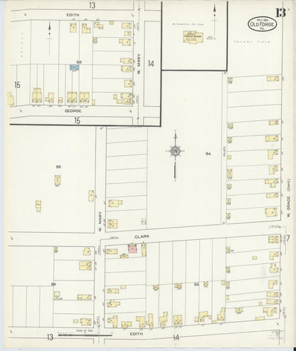 Sanborn Fire Insurance Map from Old Forge, Lackawanna County, Pennsylvania (1914), Sheet #0013 - Historic Sanborn Fire Insurance Map Print, vintage old map wall art, antique decor, genealogy gift, Pennsylvania Pennsylvania map