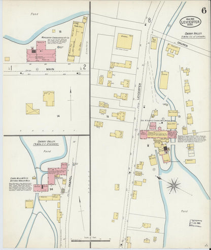 Sanborn Fire Insurance Map from Leicester, Worcester County, Massachusetts (1904), Sheet #0006 - Historic Sanborn Fire Insurance Map Print, vintage old map wall art, antique decor, genealogy gift, Massachusetts Massachusetts map