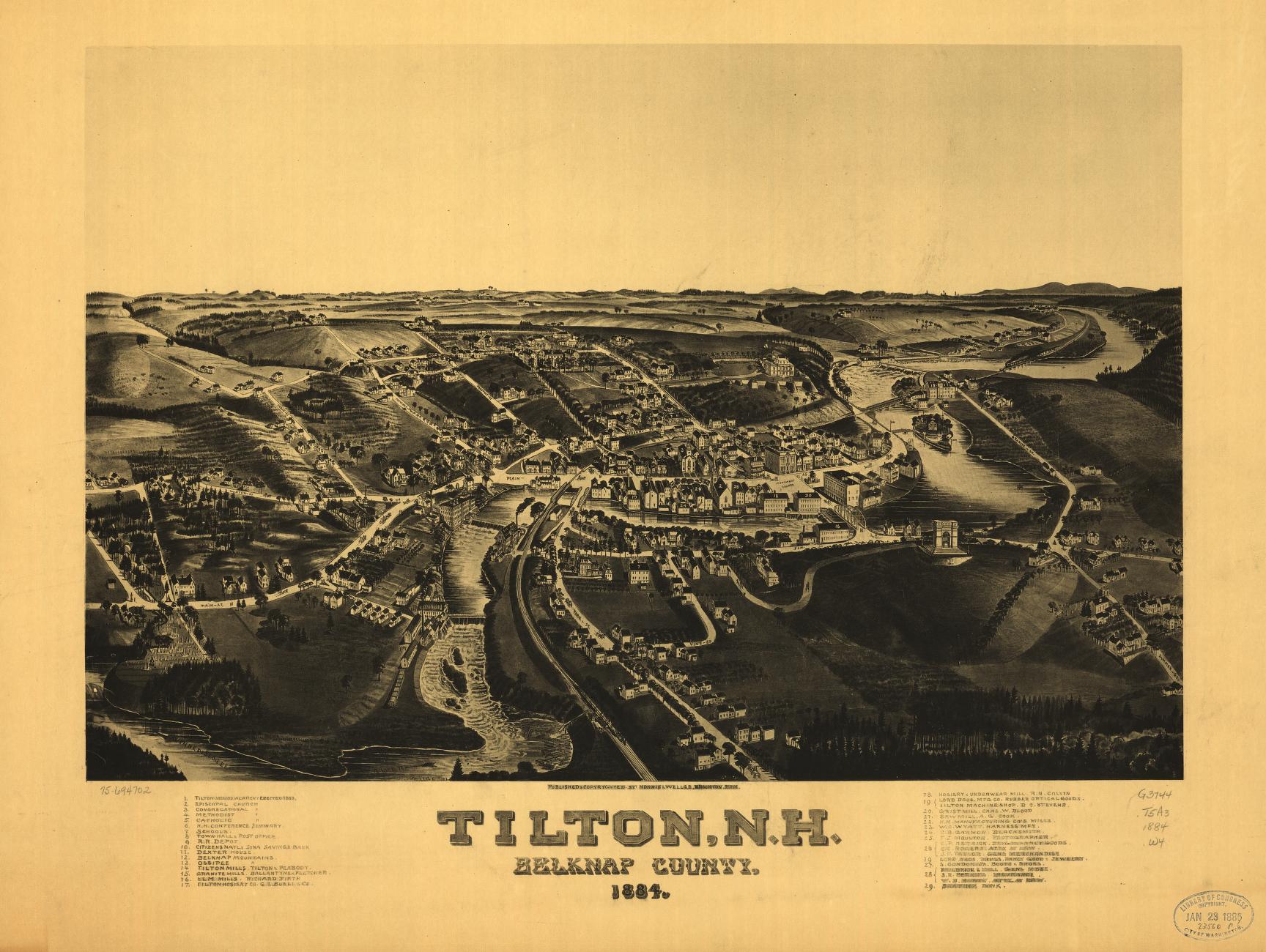 Tilton, N.H., Belknap County, 1884. (1884) – Historic Bird’s-Eye View Panorama Print