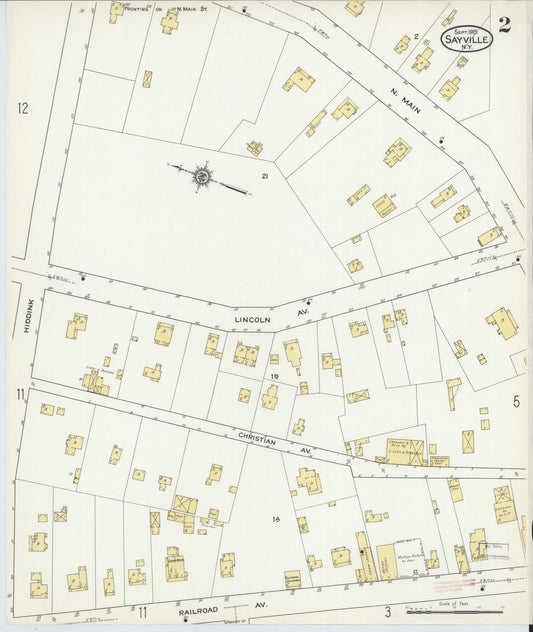 Sanborn Fire Insurance Map from Sayville, Suffolk County, New York (1915), Sheet #0002 - Historic Sanborn Fire Insurance Map Print, vintage old map wall art, antique decor, genealogy gift, New York New York map
