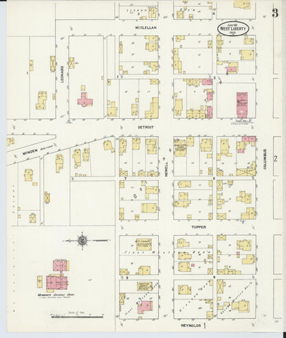 Sanborn Fire Insurance Map from West Liberty, Logan County, Ohio (1911), Sheet #0003 - Historic Sanborn Fire Insurance Map Print, vintage old map wall art, antique decor, genealogy gift, Ohio Ohio map