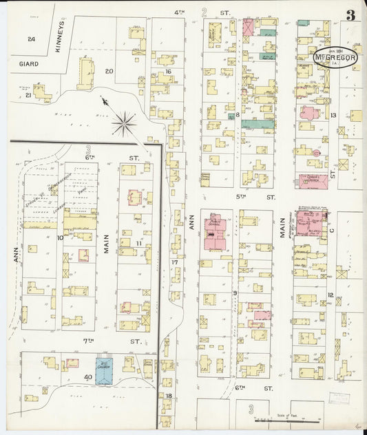 Sanborn Fire Insurance Map from McGregor, Clayton County, Iowa (1894), Sheet #0003 - Historic Sanborn Fire Insurance Map Print, vintage old map wall art