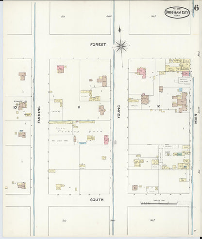 Sanborn Fire Insurance Map from Brigham City, Box Elder County, Utah (1890), Sheet #0006 - Complete Map Set gallery image, historic Sanborn map, vintage wall art, Utah Utah