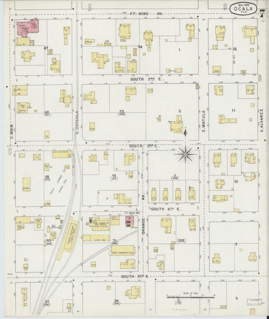Sanborn Fire Insurance Map from Ocala, Marion County, Florida (1895), Sheet #0007 - Historic Sanborn Fire Insurance Map Print, vintage old map wall art, antique decor, genealogy gift, Florida Florida map