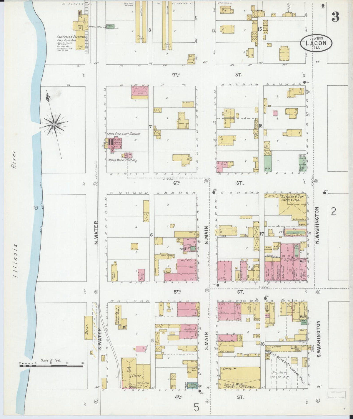 Sanborn Fire Insurance Map from Lacon, Marshall County, Illinois (1899), Sheet #0003 - Historic Sanborn Fire Insurance Map Print, vintage old map wall art, antique decor, genealogy gift, Illinois Illinois map