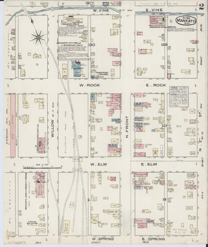 Sanborn Fire Insurance Map from Mankato, Blue Earth County, Minnesota (1884), Sheet #0002 - Complete Map Set gallery image, historic Sanborn map, vintage wall art, Minnesota Minnesota