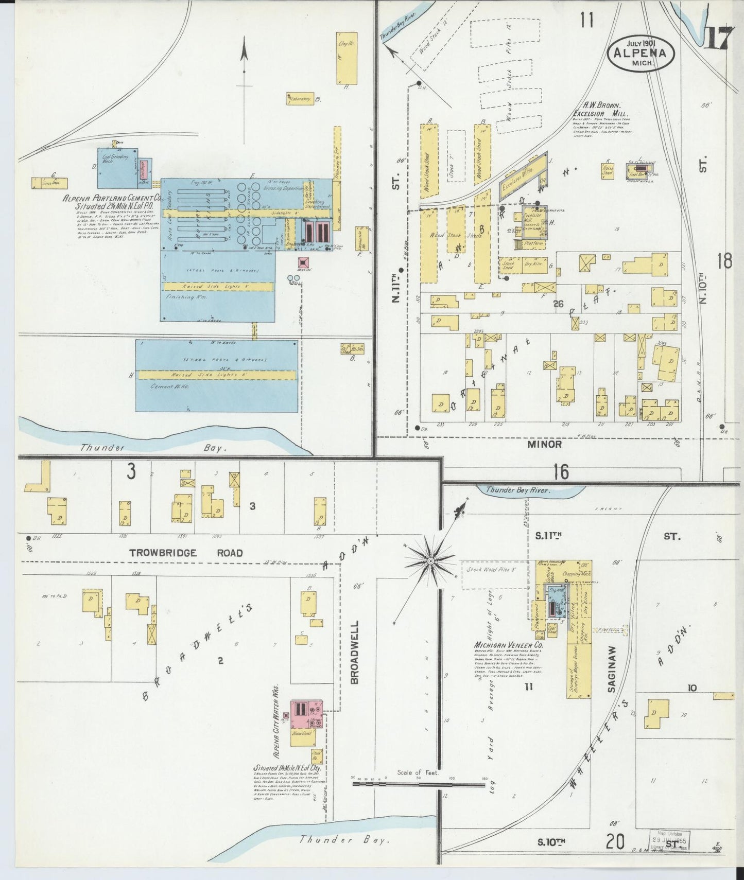 Sanborn Fire Insurance Map from Alpena, Alpena County, Michigan (1901), Sheet #0017 - Historic Sanborn Fire Insurance Map Print, vintage old map wall art, antique decor, genealogy gift, Michigan Michigan map