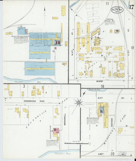 Sanborn Fire Insurance Map from Alpena, Alpena County, Michigan (1901), Sheet #0017 - Historic Sanborn Fire Insurance Map Print, vintage old map wall art, antique decor, genealogy gift, Michigan Michigan map