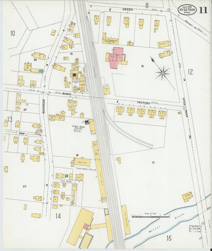 Sanborn Fire Insurance Map from Hyde Park, Norfolk County, Massachusetts (1905), Sheet #0011 - Complete Map Set gallery image, historic Sanborn map, vintage wall art, Massachusetts Massachusetts
