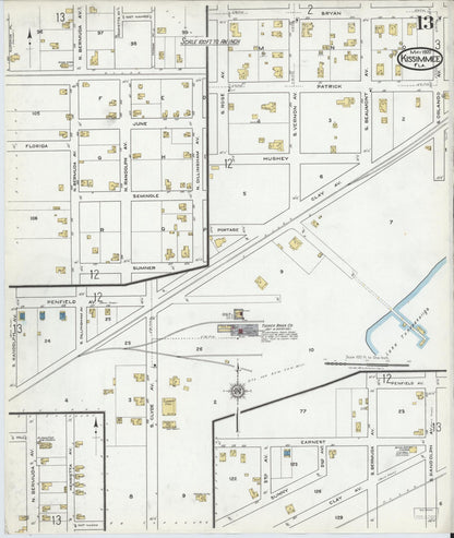 Sanborn Fire Insurance Map from Kissimmee, Osceola County, Florida (1920), Sheet #0013 - Complete Map Set gallery image, historic Sanborn map, vintage wall art, Florida Florida