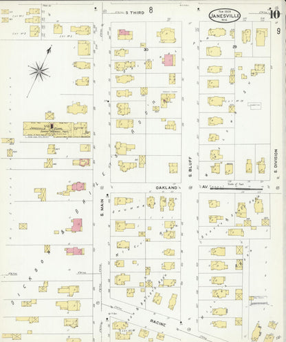 Sanborn Fire Insurance Map from Janesville, Rock County, Wisconsin (1909), Sheet #0010 - Complete Map Set gallery image, historic Sanborn map, vintage wall art, Wisconsin Wisconsin