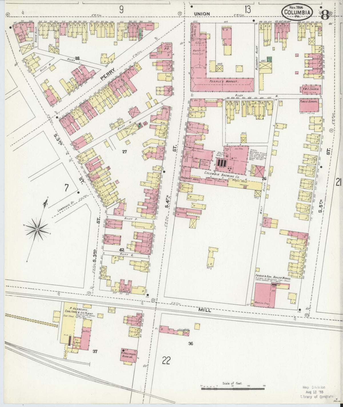 Sanborn Fire Insurance Map from Columbia, Lancaster County, Pennsylvania (1904), Sheet #0008 - Complete Map Set gallery image, historic Sanborn map, vintage wall art, Pennsylvania Pennsylvania