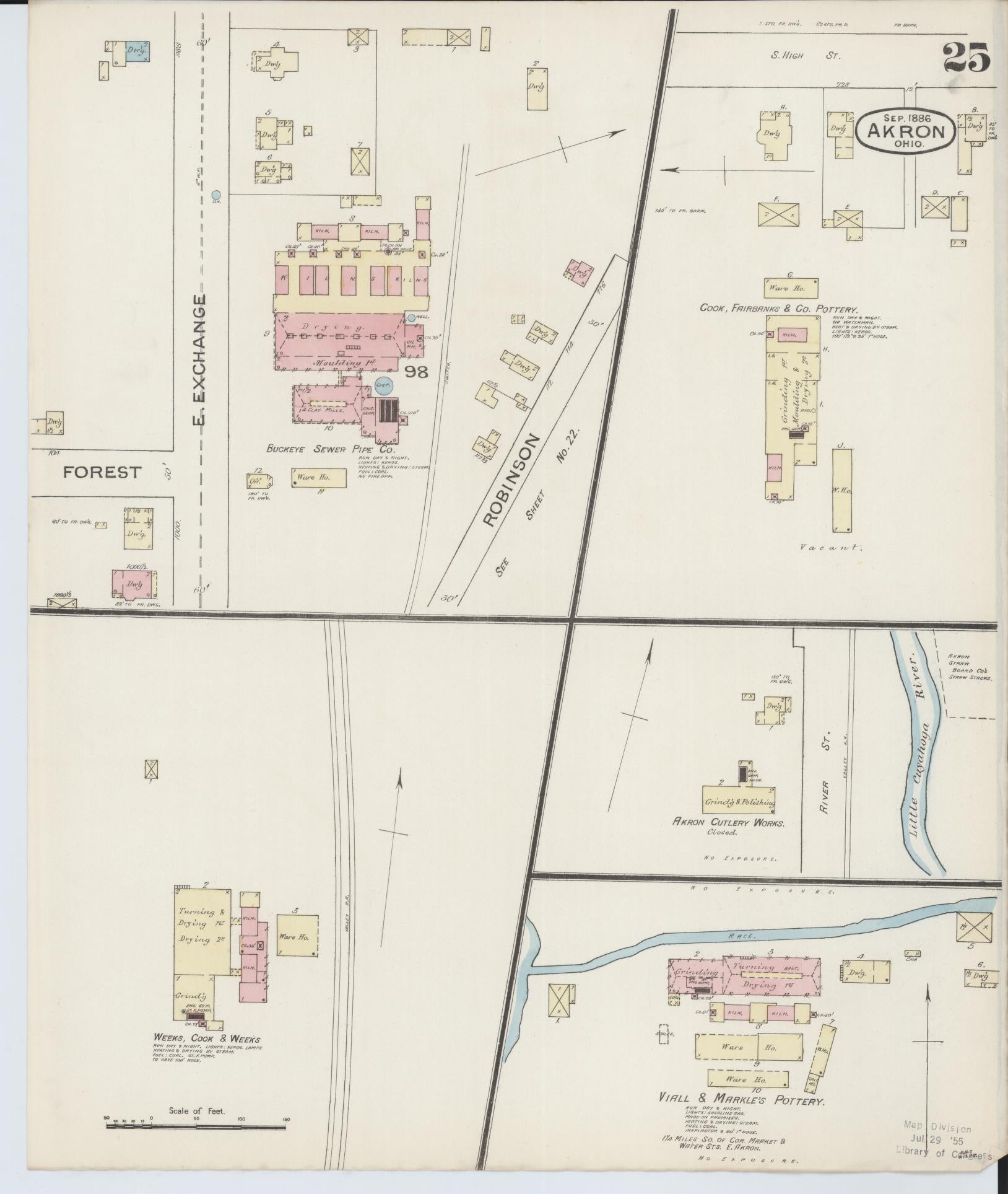 Sanborn Fire Insurance Map from Akron, Summit County, Ohio (1886), Sheet #0025 - Complete Map Set gallery image, historic Sanborn map, vintage wall art, Ohio Ohio