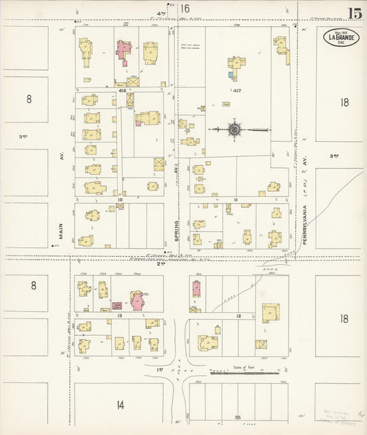 Sanborn Fire Insurance Map from La Grande, Union County, Oregon (1910), Sheet #0015 - Historic Sanborn Fire Insurance Map Print, vintage old map wall art, antique decor, genealogy gift, Oregon Oregon map