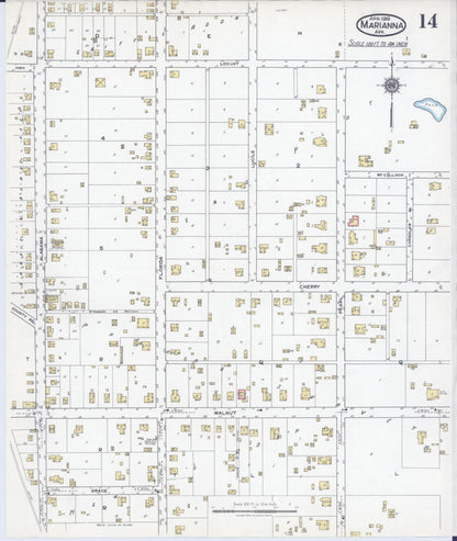 Sanborn Fire Insurance Map from Marianna, Lee County, Arkansas (1919), Sheet #0014 - Complete Map Set gallery image, historic Sanborn map, vintage wall art, Arkansas Arkansas
