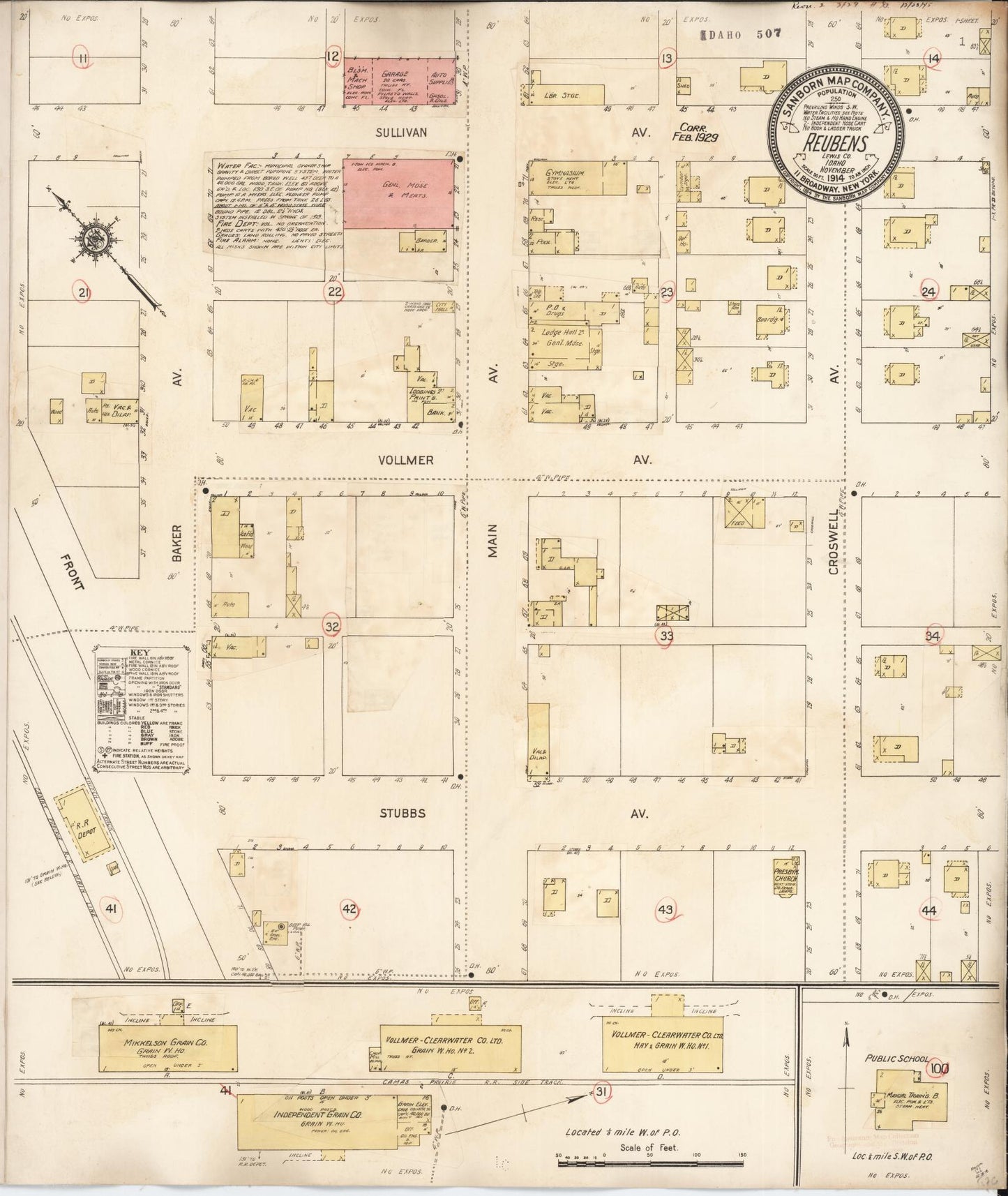 Sanborn Fire Insurance Map from Reubens, Lewis County, Idaho (1929), Sheet #0001 - Historic Sanborn Fire Insurance Map Print, vintage old map wall art, antique decor, genealogy gift, Idaho Idaho map