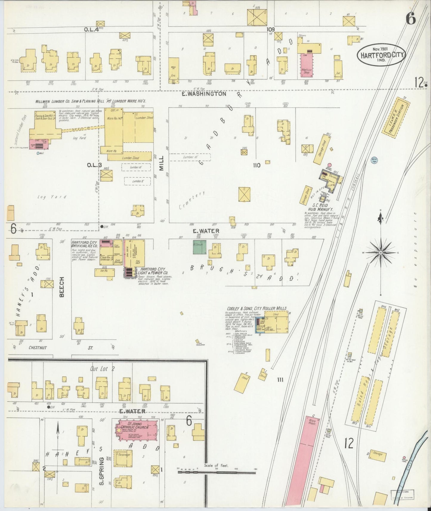 Sanborn Fire Insurance Map from Hartford City, Blackford County, Indiana (1901), Sheet #0006 - Complete Map Set gallery image, historic Sanborn map, vintage wall art, Indiana Indiana