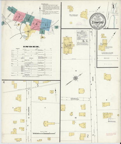 Sanborn Fire Insurance Map from Stamford, Delaware County, New York (1912), Sheet #0001 - Complete Map Set gallery image, historic Sanborn map, vintage wall art, New York New York