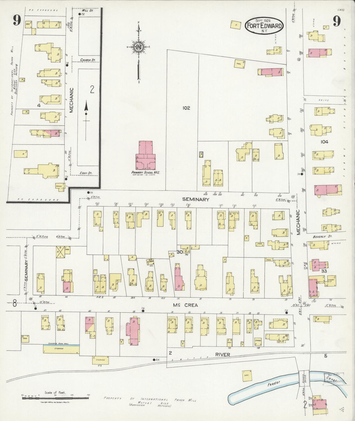 Sanborn Fire Insurance Map from Fort Edward, Washington County, New York (1924), Sheet #0009 - Complete Map Set gallery image, historic Sanborn map, vintage wall art, New York New York