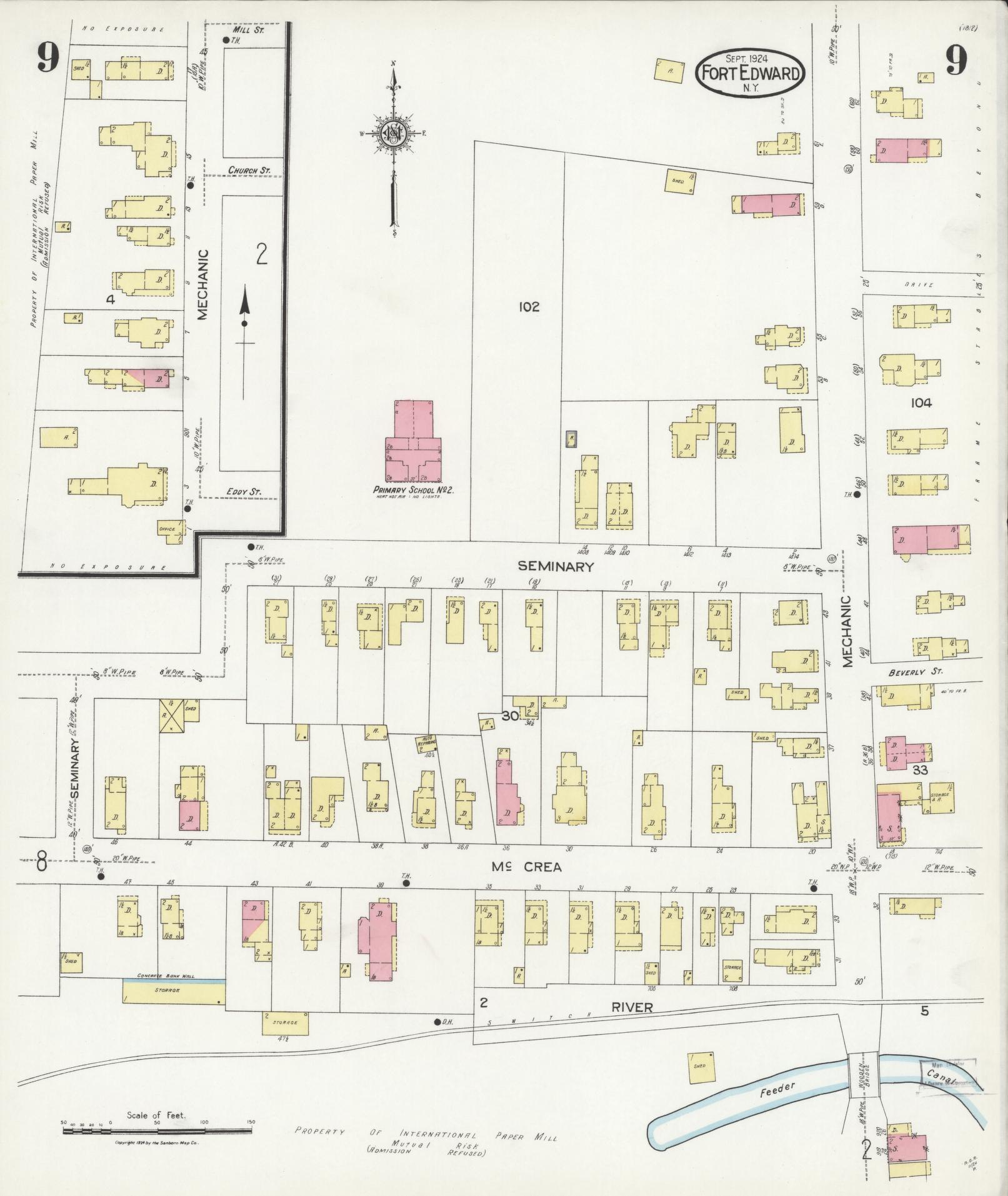 Sanborn Fire Insurance Map from Fort Edward, Washington County, New York (1924), Sheet #0009 - Complete Map Set gallery image, historic Sanborn map, vintage wall art, New York New York