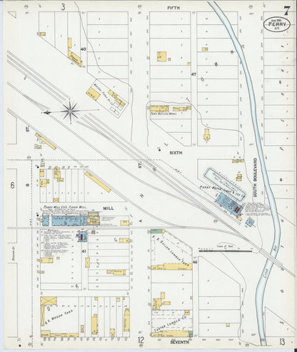 Sanborn Fire Insurance Map from Perry, Noble County, Oklahoma (1901), Sheet #0007 - Complete Map Set gallery image, historic Sanborn map, vintage wall art, Oklahoma Oklahoma