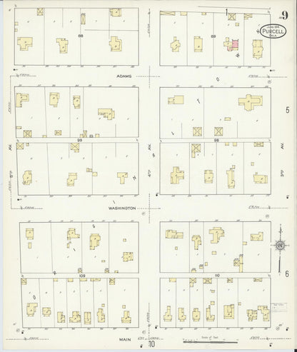 Sanborn Fire Insurance Map from Purcell, McClain County, Oklahoma (1914), Sheet #0009 - Complete Map Set gallery image, historic Sanborn map, vintage wall art, Oklahoma Oklahoma