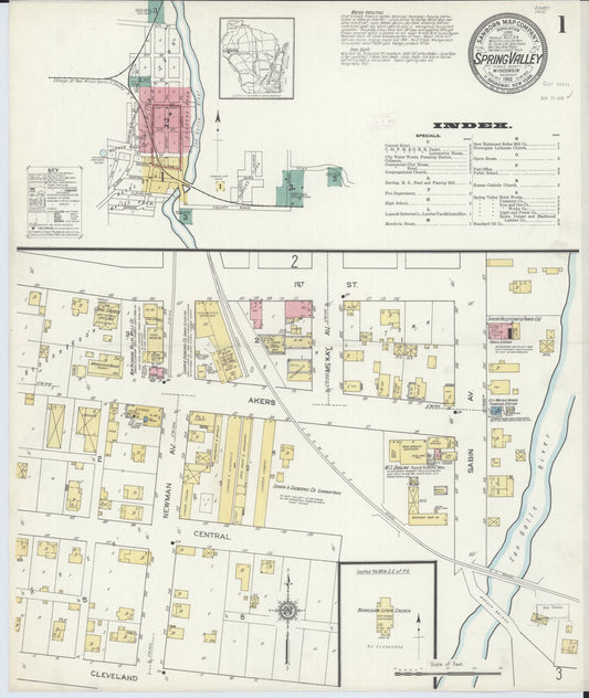 Sanborn Fire Insurance Map from Spring Valley, Pierce County, Wisconsin (1912), Sheet #0001 - Historic Sanborn Fire Insurance Map Print, vintage old map wall art, antique decor, genealogy gift, Wisconsin Wisconsin map