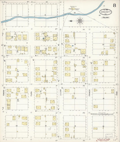 Sanborn Fire Insurance Map from Crockett, Contra Costa County, California (1899), Sheet #0008 - Historic Sanborn Fire Insurance Map Print, vintage old map wall art, antique decor, genealogy gift, California California map