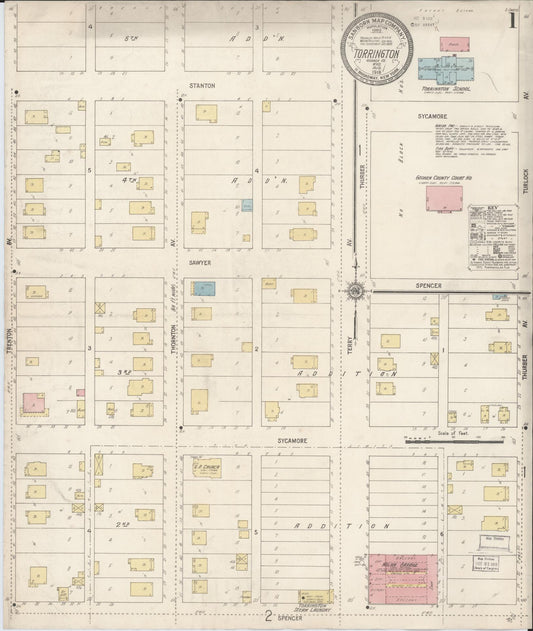Sanborn Fire Insurance Map from Torrington, Goshen County, Wyoming (1918), Sheet #0001 - Historic Sanborn Fire Insurance Map Print, vintage old map wall art, antique decor, genealogy gift, Wyoming Wyoming map
