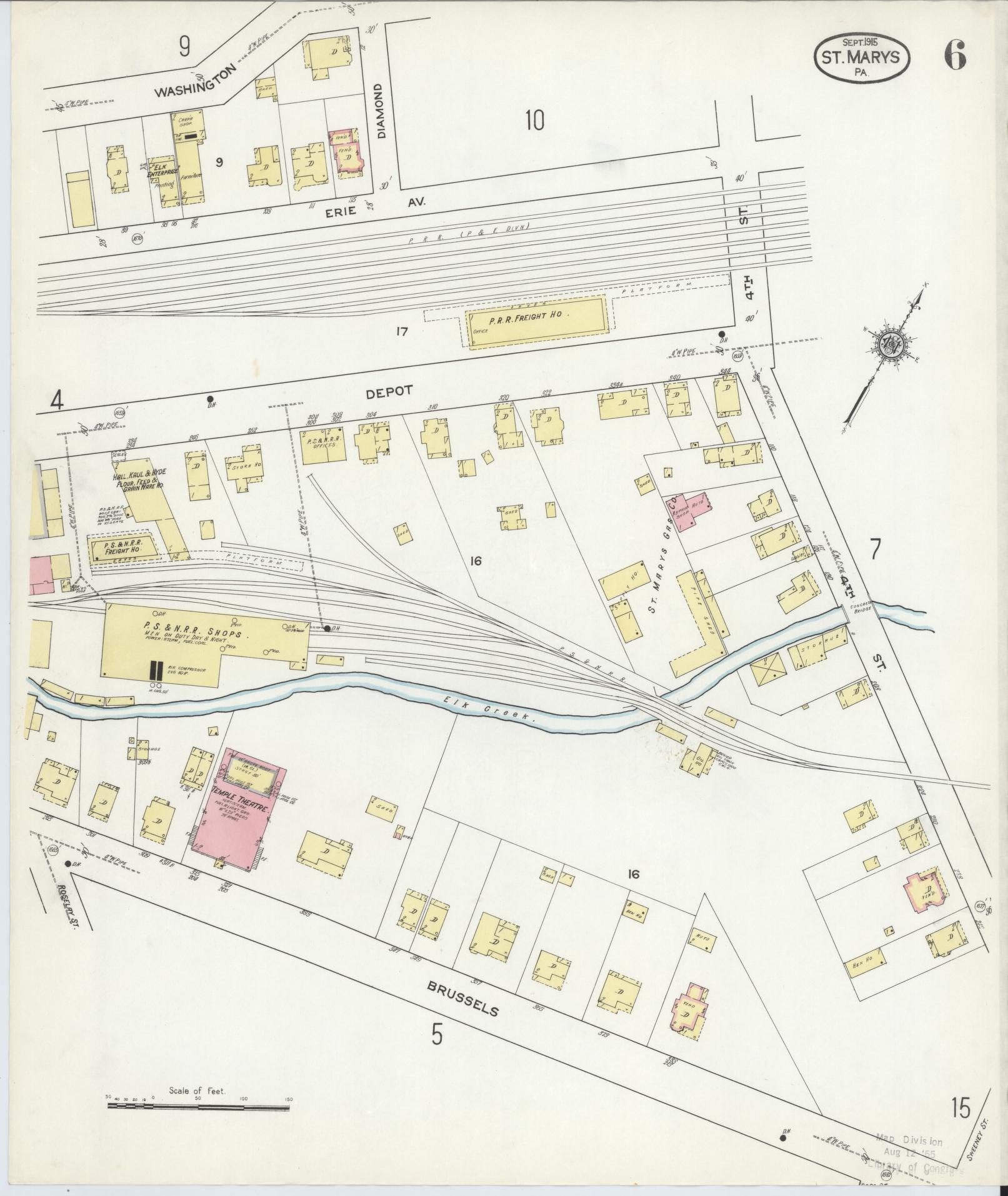 Sanborn Fire Insurance Map from Saint Marys, Elk County, Pennsylvania (1915), Sheet #0006 - Complete Map Set gallery image, historic Sanborn map, vintage wall art, Pennsylvania Pennsylvania