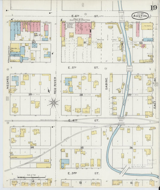Sanborn Fire Insurance Map from Austin, Travis County, Texas (1894), Sheet #0019 - Historic Sanborn Fire Insurance Map Print, vintage old map wall art, antique decor, genealogy gift, Texas Texas map