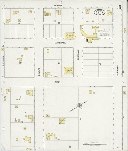 Sanborn Fire Insurance Map from Rice, Navarro County, Texas (1921), Sheet #0005 - Complete Map Set gallery image, historic Sanborn map, vintage wall art, Texas Texas