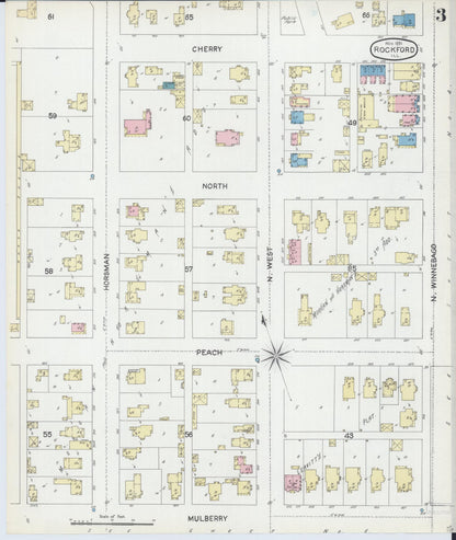 Sanborn Fire Insurance Map from Rockford, Winnebago County, Illinois (1891), Sheet #0003 - Complete Map Set gallery image, historic Sanborn map, vintage wall art, Illinois Illinois