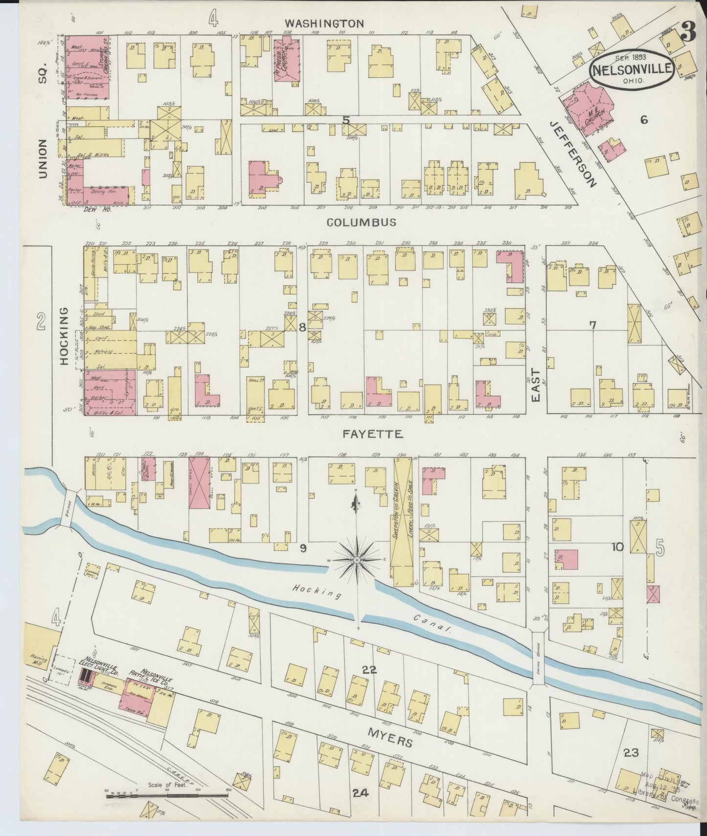 Sanborn Fire Insurance Map from Nelsonville, Athens County, Ohio (1893), Sheet #0003 - Complete Map Set gallery image, historic Sanborn map, vintage wall art, Ohio Ohio